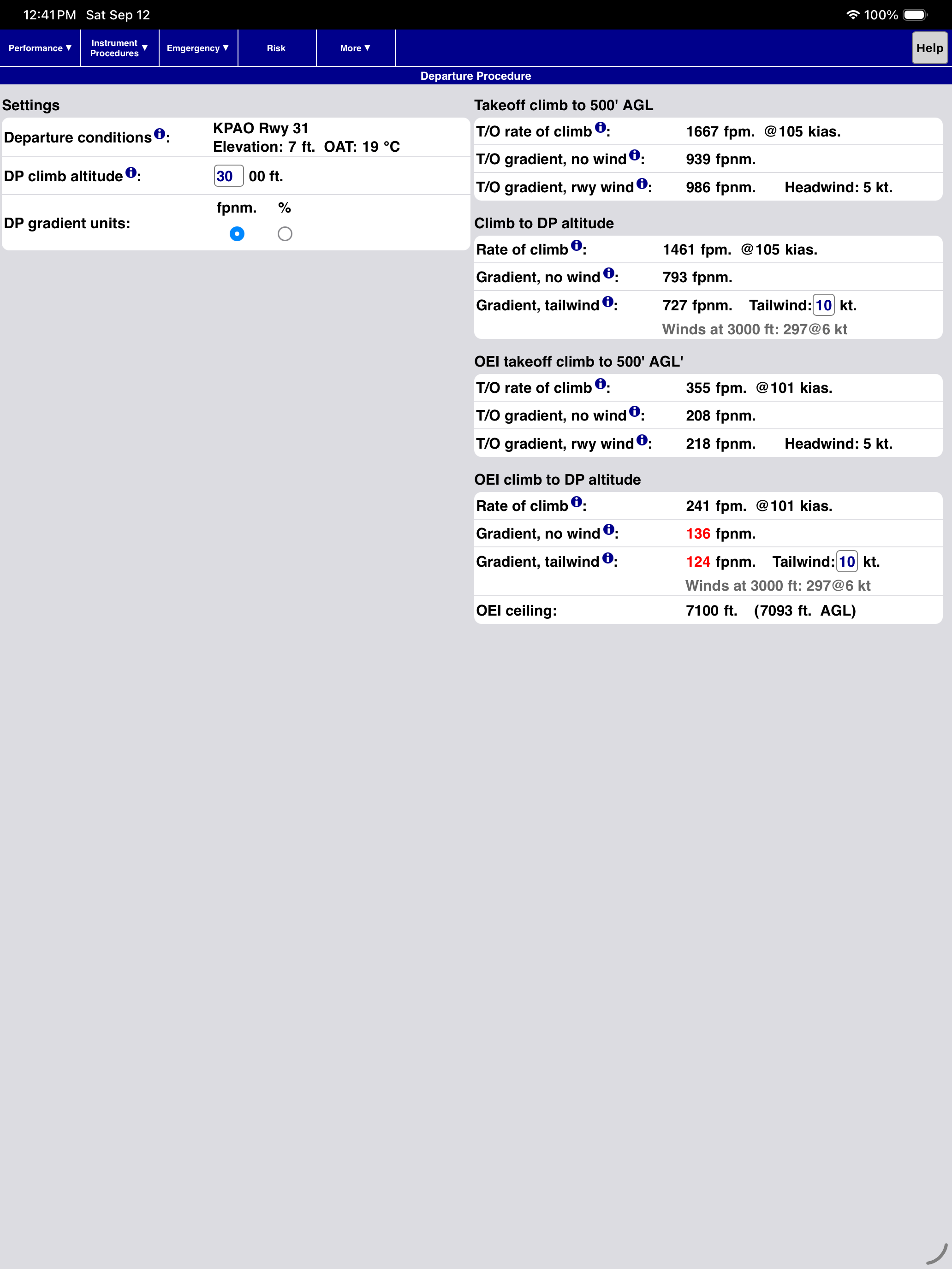 Departure Procedure page