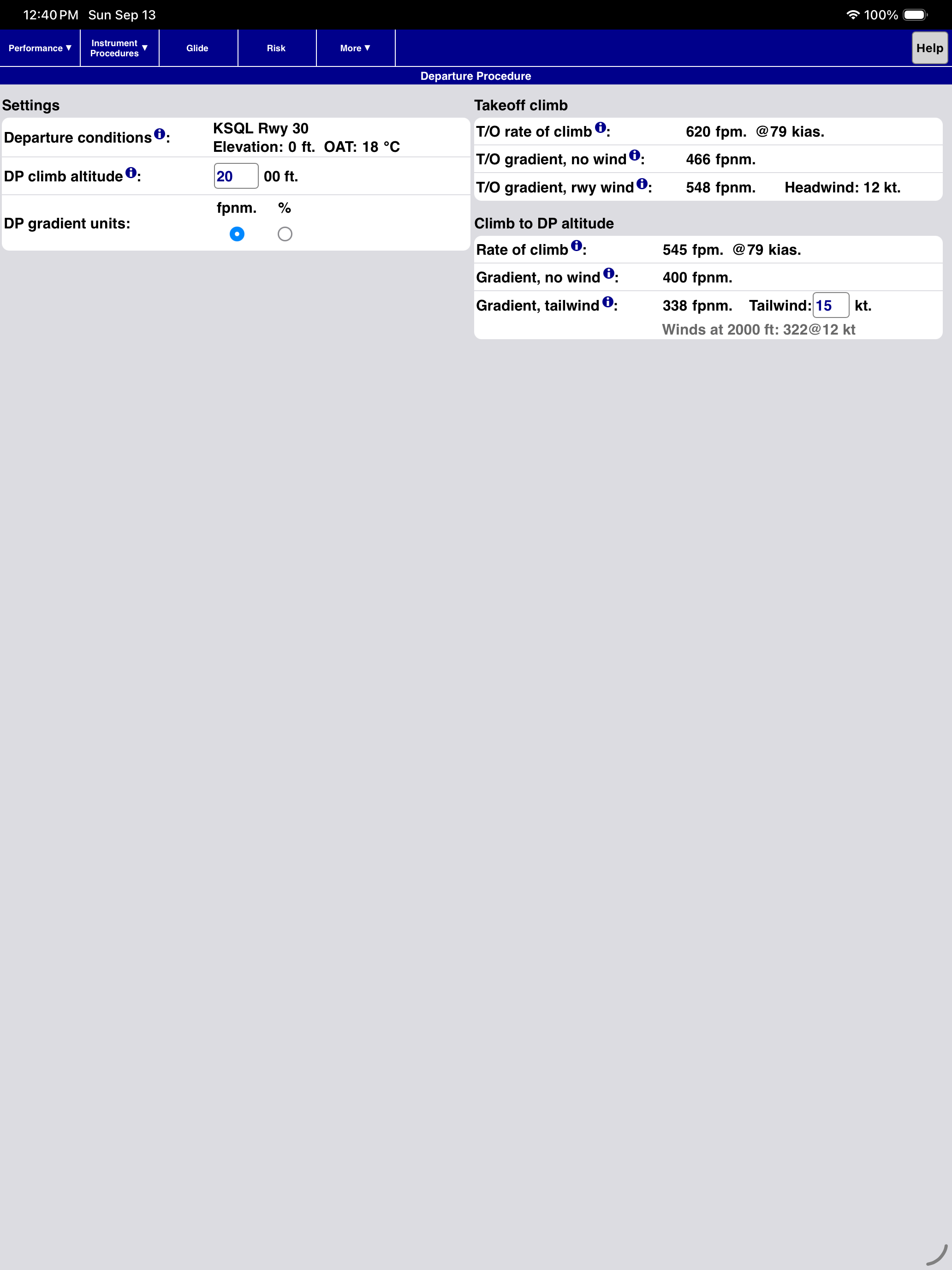 Departure Procedure page