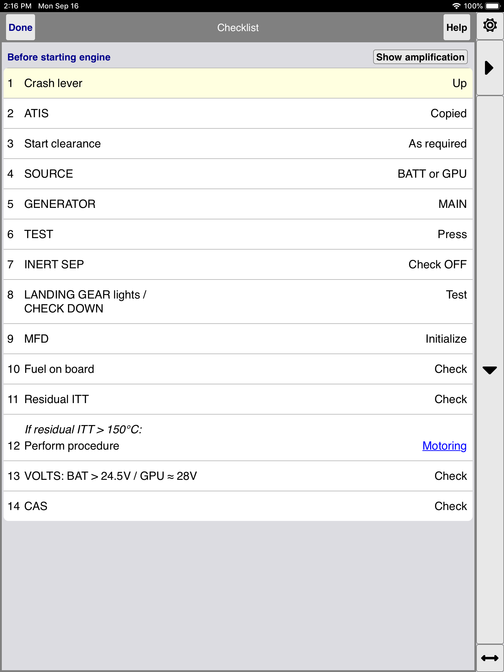 Procedure page